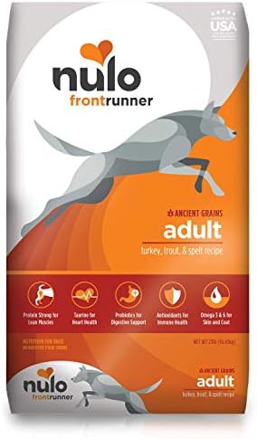 Nulo Frontrunner Dry Dog Food for Adult Dogs - Grain Inclusive Recipe with Turkey, Trout, & Spelt - All Natural Pet Foods with High Taurine Levels - Animal Protein for Lean Strong Muscles