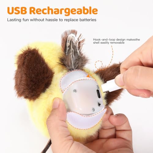 Cat Toys Flapping Bird (No Flying)，Rechargeable Touch-Activated Interactive Toy with Lifelike Chirp for Indoor Cats & Kittens Exercise (Goldfinch