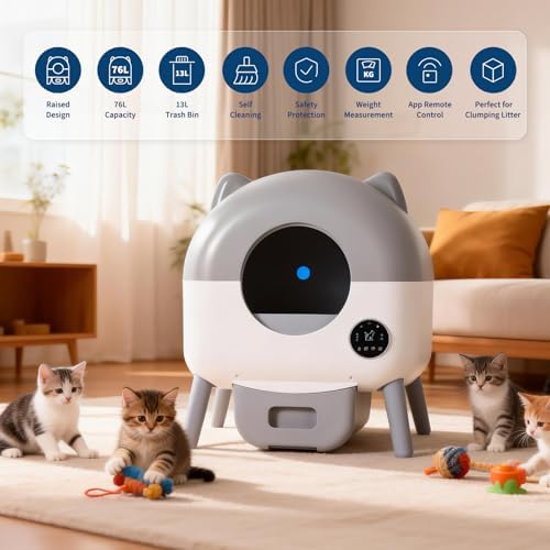 Garvee Automatic Cat Litter Box Self Cleaning for Cats 2.2 to 28 Lbs