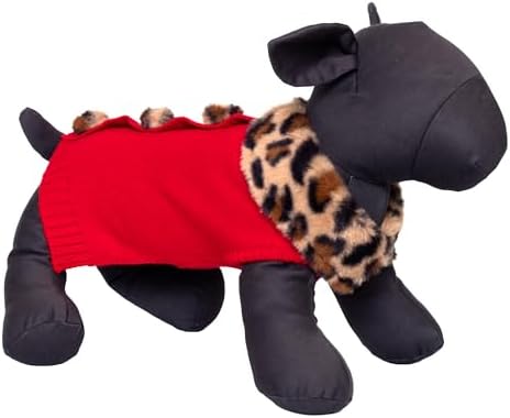 THE WORTHY DOG Sleeveless Pullover Pet Sweater,for Medium Dogs, Leopard