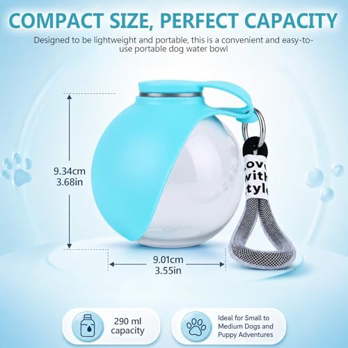 2 in 1 Portable Dog Water Bottle Tumbler, 10oz Stainless Steel (Blue)