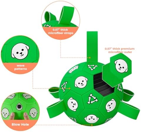 Dog Soccer Ball with Straps, 6 Inch Jolly Ball for Medium Dogs