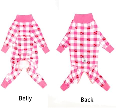 Dog Surgery Recovery Suit Female Male for Dogs After Surgery Medium Large Dogs Onesie Dog Pajamas Pjs Clothes (Pink Plaid, 30 (Chest 29.92 in | Backlength 19.69 in))