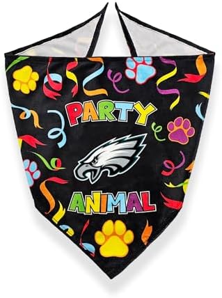 NFL Philadelphia Eagles Pet Birthday Bandana, NFL Dog Birthday Party Set and Costume, Licensed Dog & Cat Birthday Party Scarf, Football Team Pet Outfit, Puppy Bday Accessory, Size Large/X-Large
