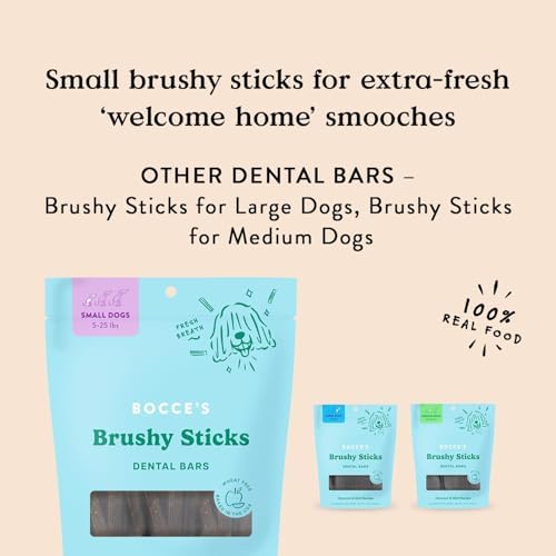 Bocce's Bakery Brushy Sticks Dog Dental Treats, Small Breeds (2 Pack)