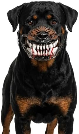 Scary Dog Muzzle with Teeth, Breathable Halloween Monster Mask (S)