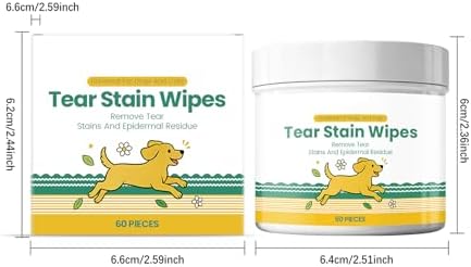 Tear Wipes for Dogs, 60-Piece Debris and Eye Cleaning Pads, Cat Tear Stain Wipes, Safe for Small, Medium, Large Breeds, Puppies & Kittens, Gentle on Skin and Coat, Travel, Home, Indoor