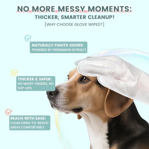 IMMHABI 100-Count Pet Glove Wipes + 400-Ct Square Wipes Bundle | Odor Control & Thick Cleaning | Paws/Ears + Fur/Surfaces