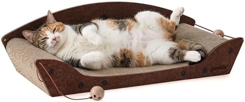 ZOMISIA 26'' Cardboard Cat Scratcher Bed for Indoor Cats, 1PC, Brown