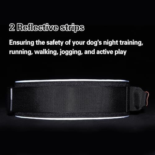 2" Tactical Dog Collar with Airtag Holder & Handle for Large Dogs (Black)