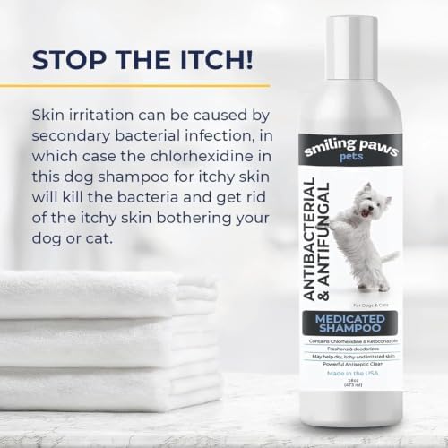 Smiling Paws Vet Grade Medicated Shampoo for Dogs & Cats, Passionfruit,12oz