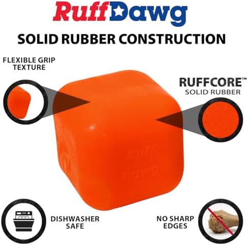 Ruff Dawg Cube XL 3.5 Indestructible Dog Toy, Green – Heavy-Duty Rubber Fetch & Chew Toy for Aggressive Chewers – Erratic Bounce, Floats, BPA & Latex Free – Made in USA