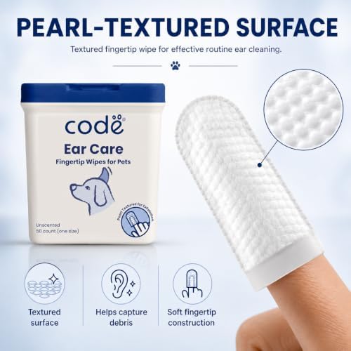 codé Dog Ear Wipes, Unscented Fingertip Cleaning Wipes, 50 Count