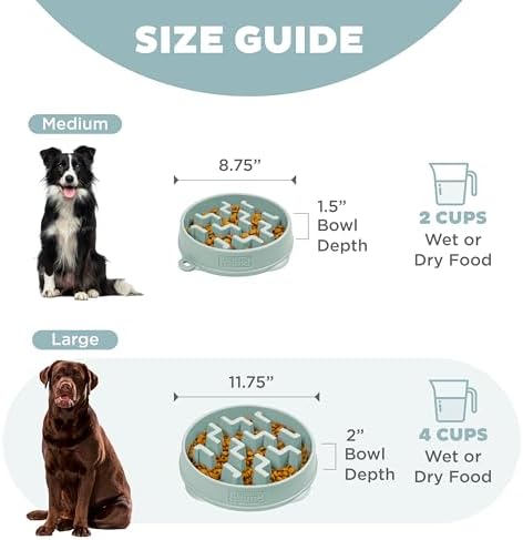 Outward Hound Fun Feeder Slo Bowl Dog Slow Feeder, Notch, Sage, 11.8"