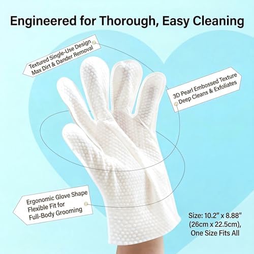 Pet Glove Wipes for Sphynx, Devon Rex, Cats & Dogs, 6 Count