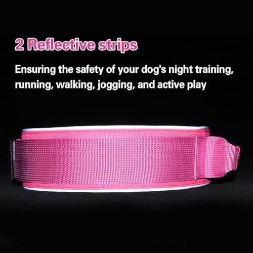2" Tactical Dog Collar with Airtag Holder & Handle for Large Dogs (Pink)