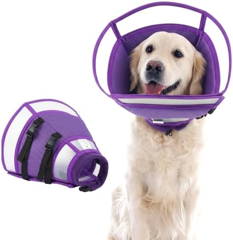 Soft Cone for Large Dogs to Stop Licking - Adjustable Recovery E-Collar for After Surgery, Neuter & Wound Protection,Lightweight Breathable Pet Elizabethan Collar to Prevent Biting (Purple, XL)