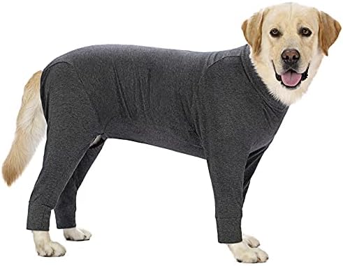 Dog Surgery Recovery Suit Female Male for Dogs After Surgery Medium Large Dogs Onesie Dog Pajamas Pjs Clothes (Pure Grey, 34 (Chest 35.04 in | Backlength 23.62 in))