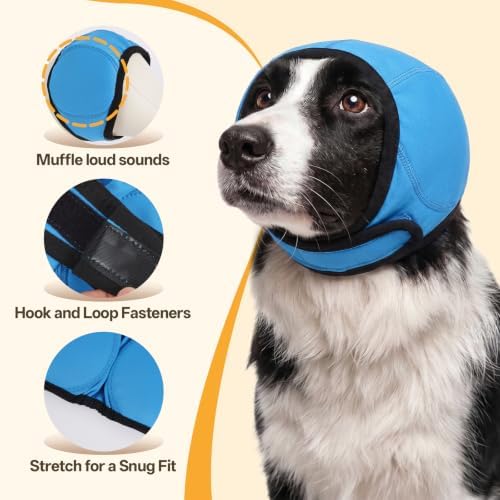 Allroaring Ear Muffs Noise Protection for Dog Grooming Bathing, Lakeblue M