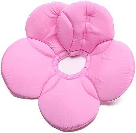 Dog Collar, Pet Cone E-Collar Flower Soft Elizabethan Waterproof Grooming Recovery Protecive Adjustable Collar for Puppy Small Medium Dogs (L Neck:13-15in, Pink)