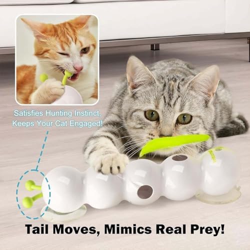 Caterpillar Cat Toy,Interactive Smart Cat Toy, Rechargeable Motion Activated Cats Toys, Bite Resistant, Automatic Kitten Toys for Bored Cats for All Ages Indoor Cat (with 4 Yellow Tails)