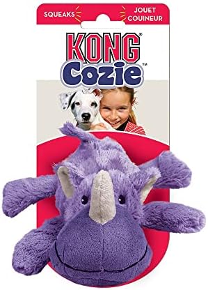 KONG Cozie Plush Dog Toy with Squeaker (Rosie the Rhino, Medium)