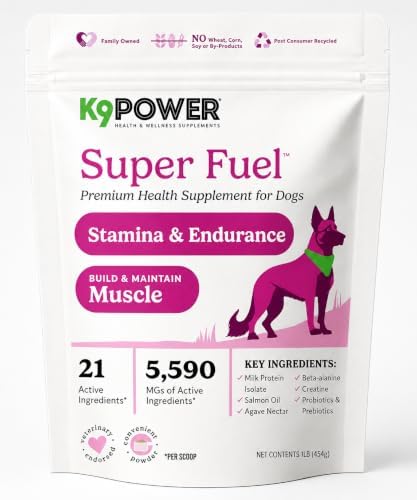 K9Power Super Fuel – Muscle Builder for Working, Performance & Sporting Dogs – Boost Stamina, Recovery & Joint Support – Milk Protein Isolate, Creatine, Salmon Oil, Chondroitin, Probiotic, Kelp & more