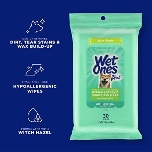 Wet Ones for Pets Extra Gentle Dog Wipes, Witch Hazel Scent, 30 Count