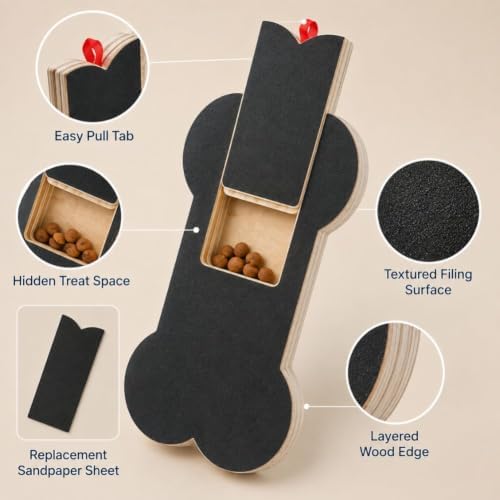 Nail Scratch Board with Treat Box, Bone Shape Scratch Pad for Dogs，2PC