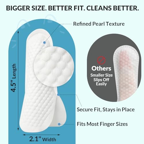 Dog Ear Finger Wipes for Dogs & Cats, Removes Ear Wax & Buildup, Better Than Ear Drops, Larger No-Slip Finger Fit for Better Control, Aloe Vera & Witch Hazel, Gentle for Sensitive Ears - 50 Count