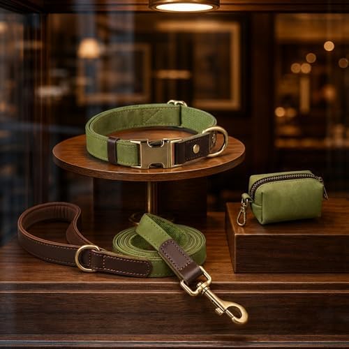 Didog PU Leather Dog Poop Bag Holder, Easy-Pull with Metal Clip, OliveGreen