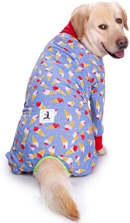 Dog Surgery Recovery Suit Female Male for Dogs After Surgery Medium Large Dogs Onesie Dog Pajamas Pjs Clothes (red ice Cream, 32 (Chest 32.28 in | Backlength 22.05 in))