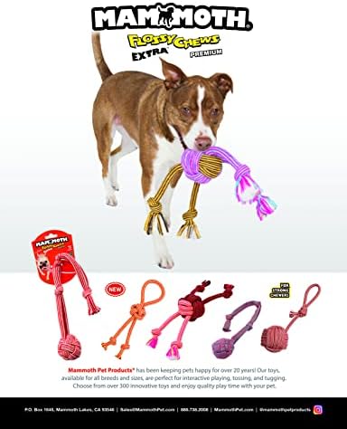 Mammoth Pet Products 43725402: Extra Flossy Webbing Ball w/Fling Handle Dog Toy, 20In