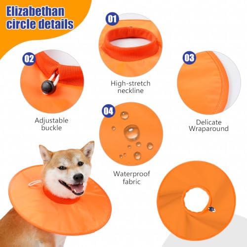 Dog Recovery Collar,Dog Soft Cone Collar Alternative After Surgery,Adjustable,Breathable E Collar for Large/Medium/Small Dogs Cats,Orange L
