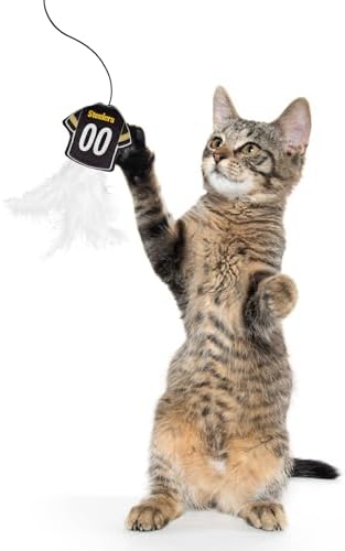 Pets First NFL Pittsburgh Steelers Team Jersey Wand with CAT NIP, Cat Toy Jersey Shaped Plush Teaser Toy for Cats & Kittens - Interactive Pet Toy for Play & Exercise