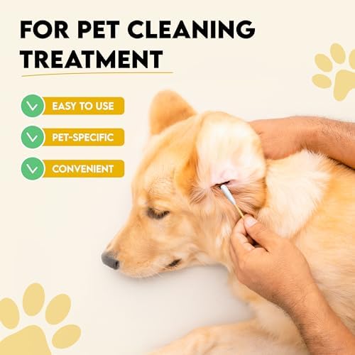 6-Inch Long Cotton Tips for Cleaning Dogs' Ears | Extra-Long Cotton Swabs for Dog Ear Cleaning | Eco-Friendly Dog Ear Swabs & Pads | Organic Bamboo & Cotton | 100-Pack