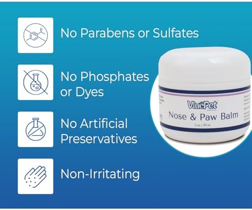 VLUEPET | Nose and Paw Balm | Natural, Lick-Safe Moisturizer & Protector for Cracked, Dry Paws & Nose | Paraben-Free, Sulfate-Free, No Dyes or Preservatives | Soothing Relief for Dogs and Cats (2 oz)