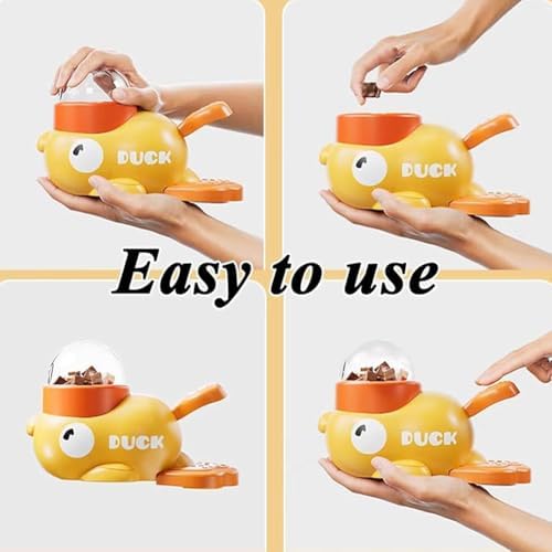 Duck Cat Treat Dispenser, Little Yellow Duck Cat Feeder Toy, Interactive Dog Treat Dispenser Toy, Pet Puzzle Slow Feeder for Healthier Eating, Mental Stimulation & IQ Training (Pink+Blue)