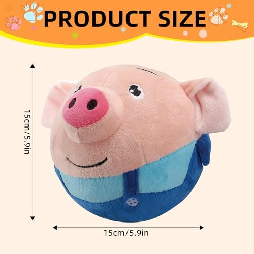 Jiexily Active Moving Pet Plush Toy, 2025 New Squeaky Moving Dog Ball Toy Interactive Puppy Toys, Rechargeable Cartoon Plush Bounce Talking Toys to Keep Them Busy (Rabbit)
