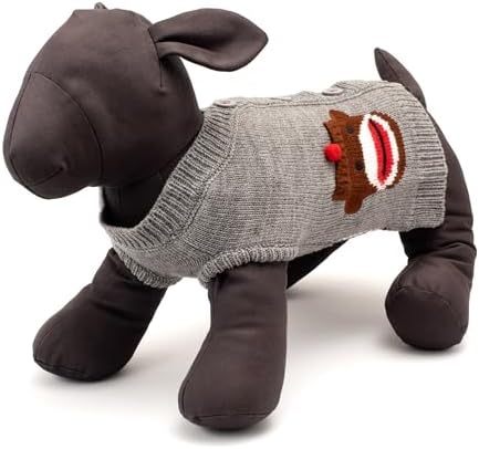 THE WORTHY DOG Sleeveless Pullover Pet Sweater,for Medium Dogs,Sock Monkey