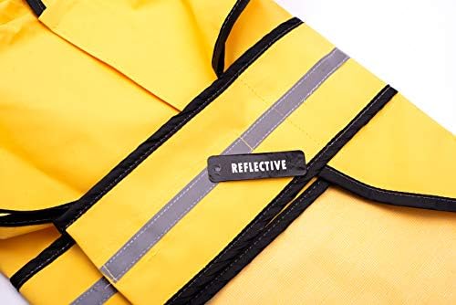 SPOT Rainy Days Slicker - Yellow Dog Rain Jacket With Hood, Reflective Strip for Safety, Leash Hole & Adjustable Velcro Belly Strap, 100% Polyester Water Resistant Pet Raincoat - Medium, 13in Long