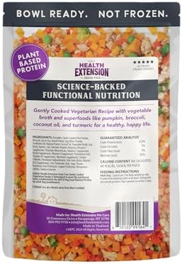 Health Extension Gently Cooked Grain-Free Vegetarian Formula Dog Food, Human-Grade & Shelf-Stable with Superfoods, Supports Digestion, Immunity, Skin & Coat, 9 oz Pouch (Pack of 10)