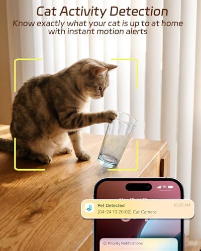ALIOBC Pet Camera with Phone App Laser Toy 2K Cat Camera no Subscription