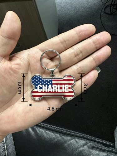 HSIAHOU Custom Pet ID Tags, Personalized Aluminum Cat Tag Dog Tag (America)