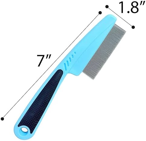 Flea Comb with Rubber Handle, Flea and Tick Combs for Dogs & Cats, Dog Comb for Grooming
