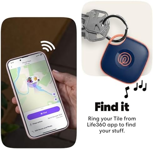 Life360 Tile - Bluetooth Tracker, Keys Finder and Item Locator for Keys, Bags and More. Phone Finder. Both iOS and Android Compatible. 4-Pack