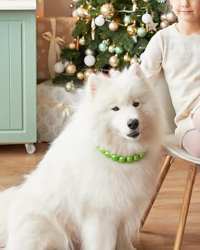 Chunky Pearl Dog Necklace (Beads 20mm),Elegant Classic Super Big Pearl Collar Necklace Accessories for Medium Large Dogs Occasions and Gatherings (Light Green, 4XL(Neck Girth 22.5''-25''))