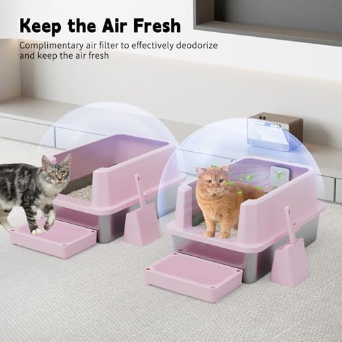 RIZZARI High-Sided Large Cat Litter Box: 2-Pack for Multi-Cat Use