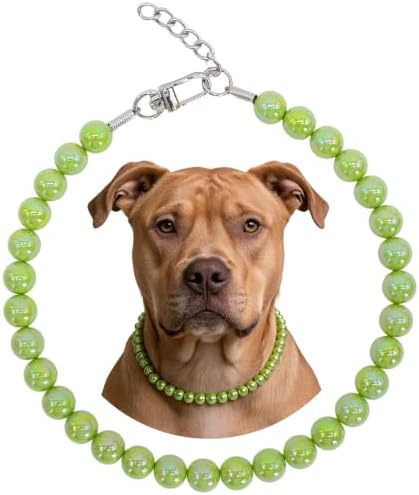 Iridescent Green Beaded Dog Collar, Fashion Pet Necklace for Large Dog