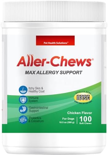 Aller-Chews Max Allergy Support for Dogs - Maintains Skin and Coat - Supports Immune System - Turmeric and Wild Alaskan Salmon Oil - Chicken Flavor - 100 Soft Chews